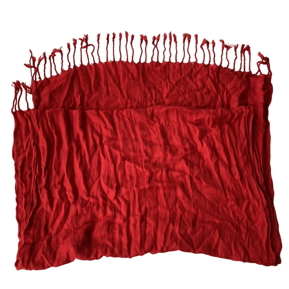 Pashima 100% Cashmere Women’s Scarf, Bright Festive Red Tasseled 68" X 27" - Picture 1 of 5